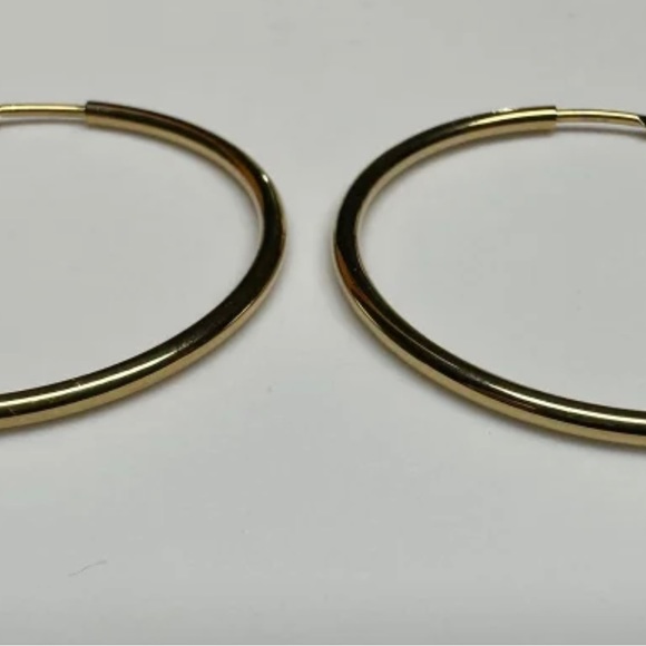 Minimalist Gold Hoop Earrings 14k/sterling Vermeil 40mm - Picture 2 of 3